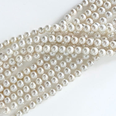 6 mm Hvide Shell perler - Hel streng