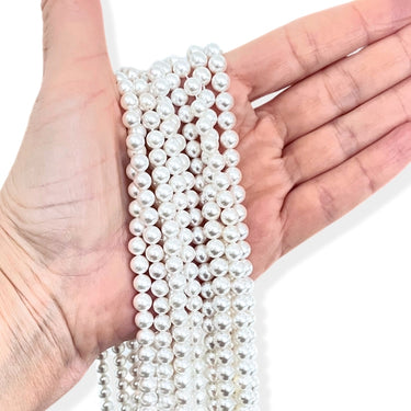 6 mm Hvide Shell perler - Hel streng