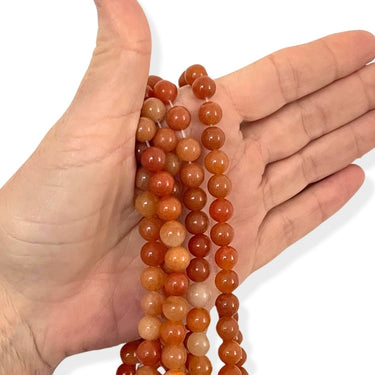 8 mm Rød aventurin- Hel streng