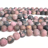8 mm MAT Rhodonit - Hel streng