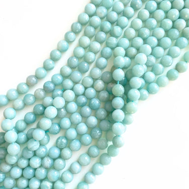 Amazonit 8 mm facet - Hel streng