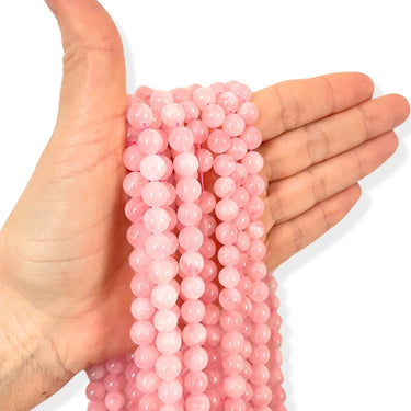 8 mm Rosakvarts - Hel streng