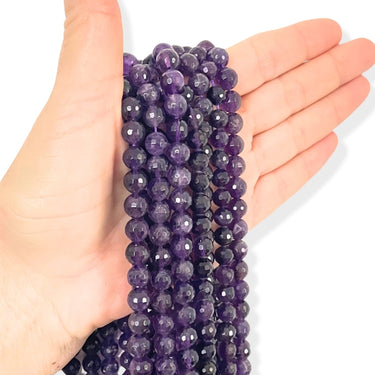 8 mm Ametyst, facet - Hel streng