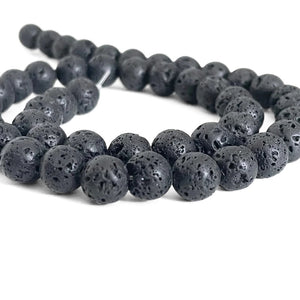 8 mm Lava perler - Hel streng