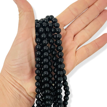 Sort onyx perler 8mm - Hel streng