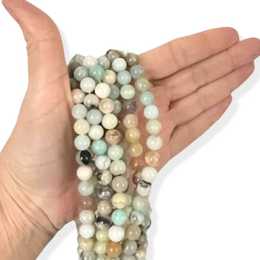 8 mm Mix amazonit  perler - Hel streng