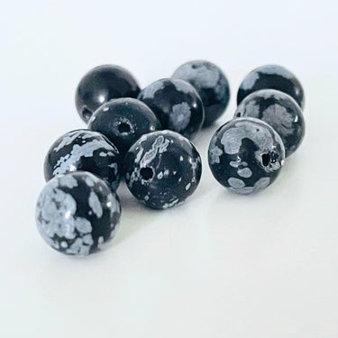 Snowflake Obsidian, 8 mm perler - Hel streng