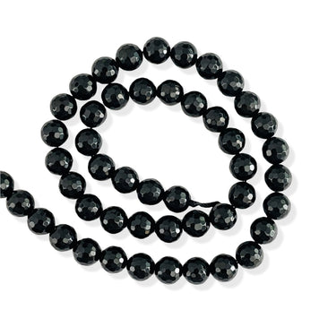 8 mm Sort onyx, facet - Hel streng