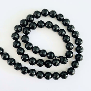 8 mm Sort onyx, facet - Hel streng