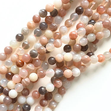 8 mm Multifarvet månesten - Hel streng