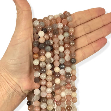 8 mm Multifarvet månesten - Hel streng