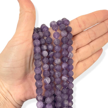 8 mm MAT Ametyst - Hel streng