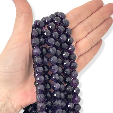 10 mm Ametyst facet - Hel streng