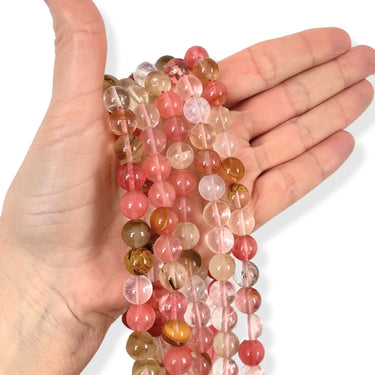 10 mm Watermelon perler - Hel streng