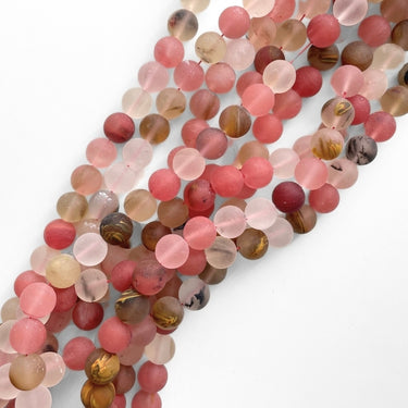 10 mm MAT Watermelon perler - Hel streng