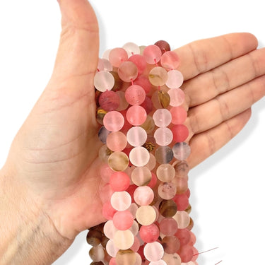 10 mm MAT Watermelon perler - Hel streng