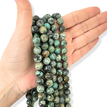 Afrikansk turkis, facet 10 mm - Hel streng