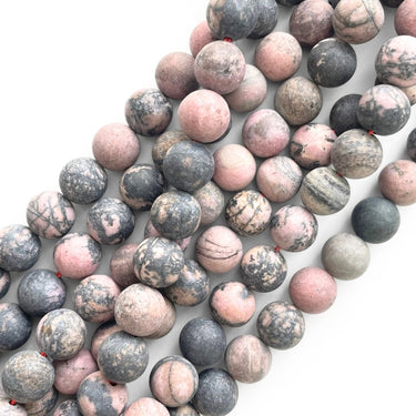 10 mm MAT  Rhodonit - Hel streng