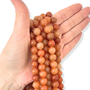 10 mm Rød aventurin - Hel streng