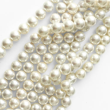 10 mm Hvide Shell perler - Hel streng