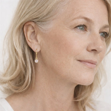 Øreringe med rosa glasvedhæng
