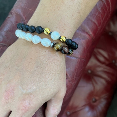 Herre armbånd med ferskvands perler og forgyldte perler