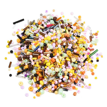 Lucky Bag med blandede glasperler og seed beads, 90 gram