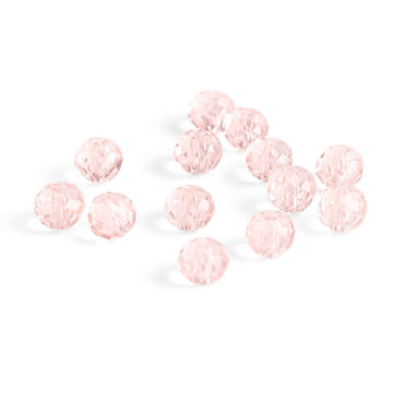 25 stk. Rosa Glasperler Facet -  4 x 3 mm