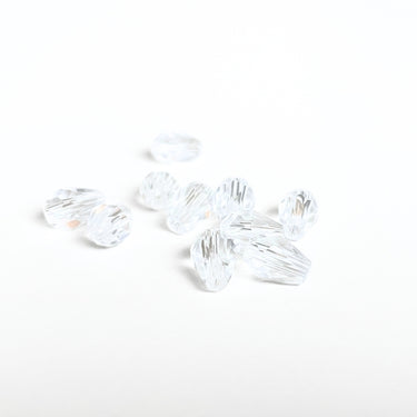 10 stk. Klare  glasdråber med facet, 5 x9 mm