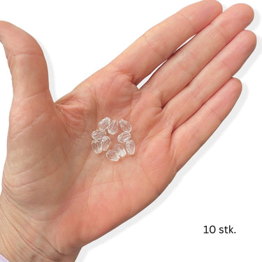 10 stk. Klare  glasdråber med facet, 5 x9 mm