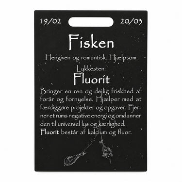 Naturlig fluorit sten på kort til Fisken