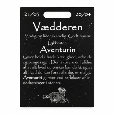 Naturlig aventurin sten på kort til Vædderen