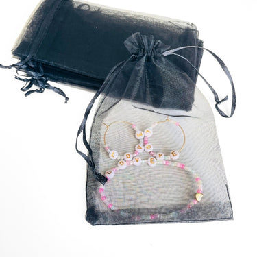 6 stk. Sorte organza smykkeposer 10x15 cm