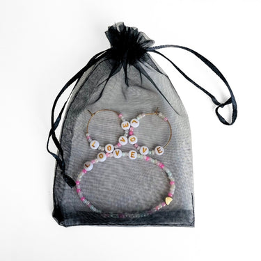6 stk. Sorte organza smykkeposer