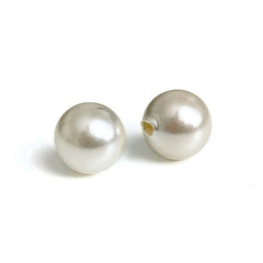 Shell pearl, anboret, 8 mm Hvid,  2 stk.