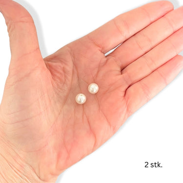 Shell pearl, anboret, 8 mm Hvid,  2 stk.