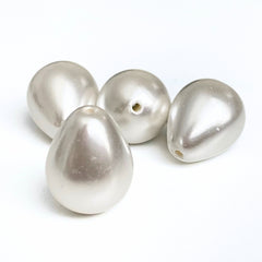 4 stk. Hvide Shell pearl, dråber 12 x 16 mm