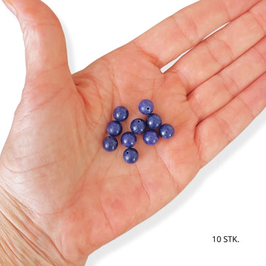 10 stk. 8 mm Blå farvet jade perler