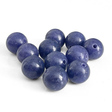 10 stk. 8 mm Blå farvet jade perler