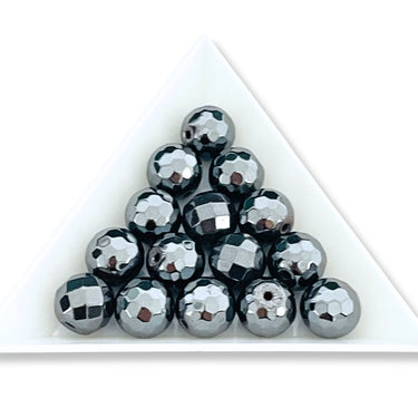 6 stk. 10 mm Hæmatit, facet perler