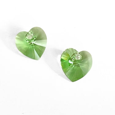 2 stk. Krystal hjerter, Peridotgrøn