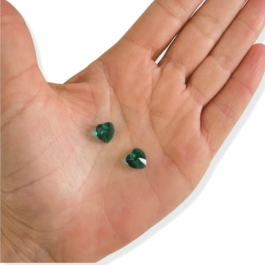 Krystal hjerter,  Emerald Grønne, 2 stk.