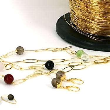 forgyldt sølvtråd 1 mm, halvhård tråd til smykker, kraftig guldbelagt tråd 50 cm