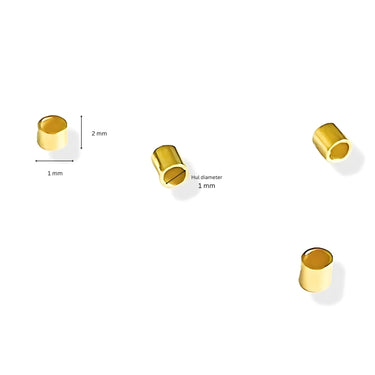 2 x 2 mm klemperler i forgyldt 925 sølv – wireklemmer med 1,3 mm hul