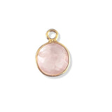 Rundt vedhæng i forgyldt Sterling sølv med rosakvarts – 1 stk.
