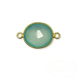 Mellemled med aqua chalcedon og forgyldt sterling sølv