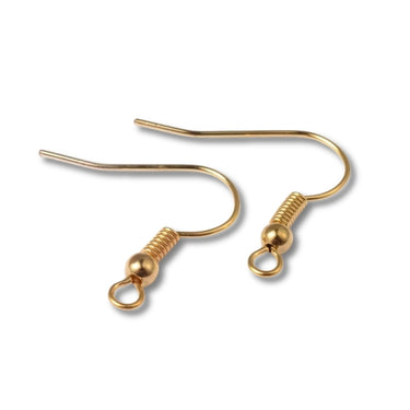 Ørekroge i forgyldt messing – 19 mm lange med spiral og kugle til DIY smykker