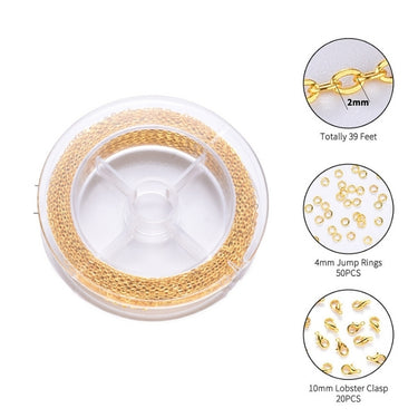 smykkesæt med kæde karabinlåse og øskner