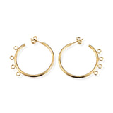 Creoler i guldfarvet rustfrit stål med 4 øjer – 30 mm hoops til DIY smykker
