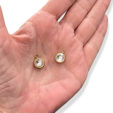 Runde 10 mm  "Guld" vedhæng med klar glas